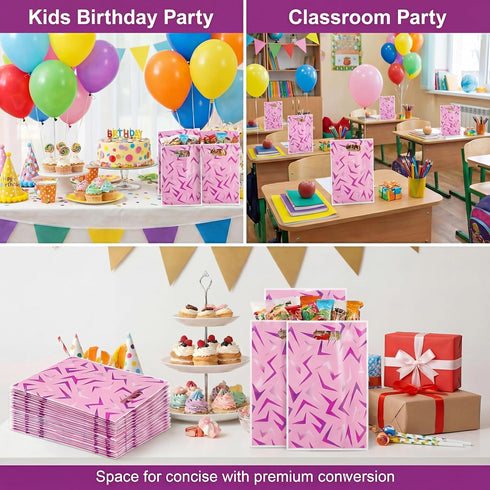 SOAOP 50 Pack Kpop Music Theme Birthday Party Favor Bags with Handles, Plastic Goodie Gift Bags for Candy, Snacks