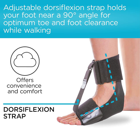BraceAbility Foot Drop Brace, Ankle Orthosis Sock for Big Kids, Teens, Adults, Pain Relief in Bed