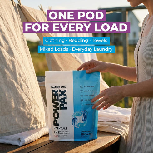 laundry labs 5-in-1 36 Count PowerPax Laundry Detergent Pods, Concentrated Enzyme Clean pods for Stain Removal, Odor