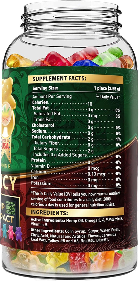 WELLUTION Hemp Gummies 1,500,000 XXL High Potency, Fruity Gummy Bear with Hemp Oil Supplements