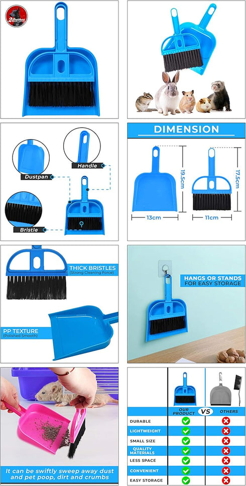 Mini Broom and Dustpan Set - Compact Cleaning Kit for Home, Car, Camping, Small Spaces, Pet Cleanup, Durable Mini Broom