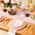 Nervure 50 Pack Pink Plastic Bowls with Gold Rim, 12oz Disposable Soup Bowls for Weddings, Parties, Everyday Use