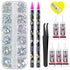 Rhinestones 1500PCS in 6 Sizes, Flat Back Nail Gems with Tweezers and Dotting Pen for Nails, Makeup, Crafting