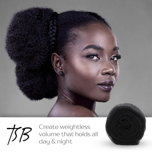 TSB Hair Filler, Black, 1 Pack - Ultimate Hair Bun Maker, Non-Irritating Volume Hair Bumps Tool for Brides