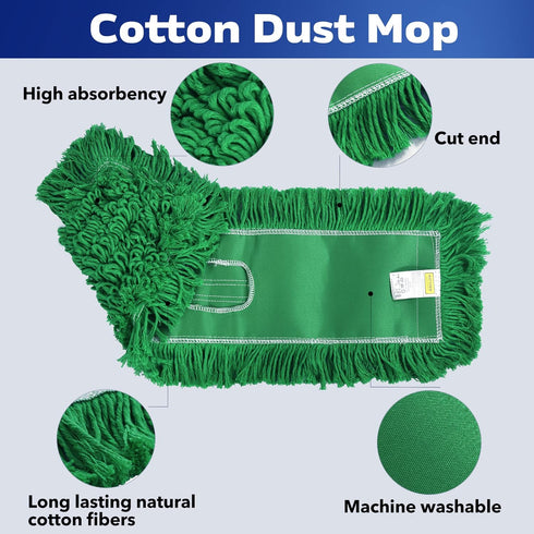 MATTHEW CLEANING 24'' Industrial Strength Cotton Dust Mop Refill, Washable Replacement Heads for Residential &
