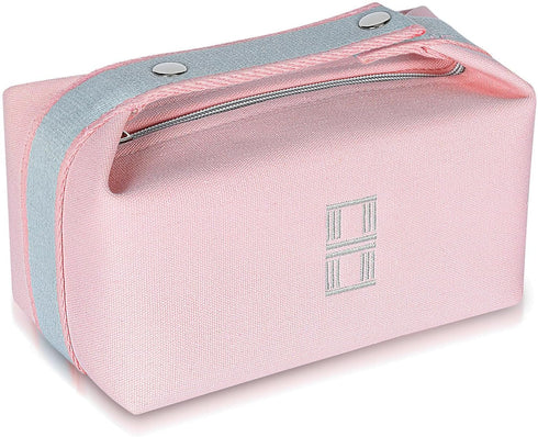 Fashion Makeup Bag for Women, Orange Red Canvas Hanging Cosmetic Organizer (Full Updated)