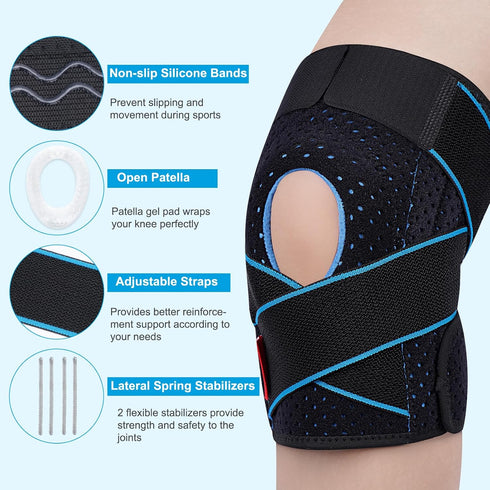 SIVITICK Knee Brace Support for Women & Men Plus Size with Side Stabilizers & Patella Gel Pad for Knee Pain Relief