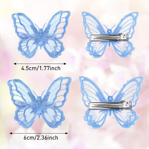 WILLBOND 18 Pieces Butterfly Hair Clip – Halloween Lace Bows Embroidery Hair Pins Accessories for Women (2 Sizes)