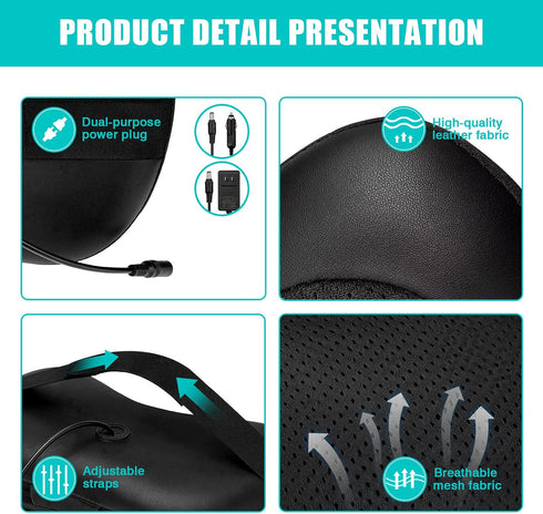 Back Massager, Shiatsu Neck Massager with Heat, Electric Deep Tissue Massage Pillow for Shoulder, Back, Leg Relief for