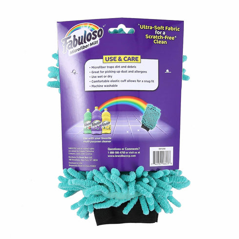 Fabuloso Microfiber Cleaning Mitt, 3 Pack, Teal, Lint-Free, Scratch-Free Cleaning Glove for Surfaces