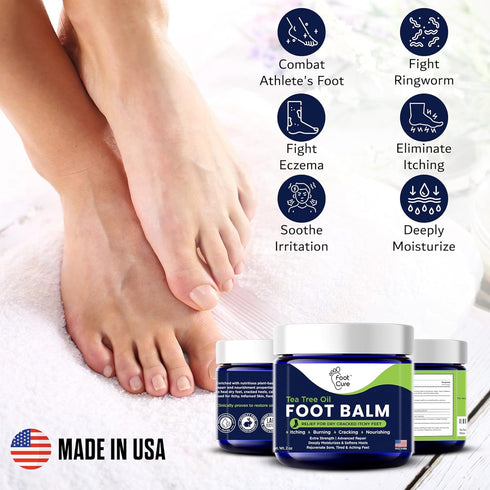 Tea Tree Oil Balm – Moisturizer for Dry Cracked Feet, Hydrates & Soothes Irritated Skin, Made in USA