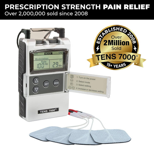 TENS 7000 Digital Muscle Stimulator Unit with Accessories for Back, Shoulder, Neck, Sciatica, Nerve, and Hip Pain Relief