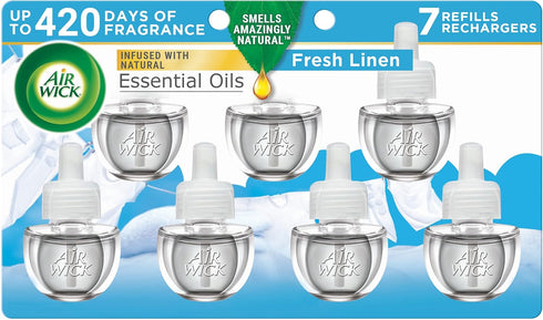 Air Wick Plug in Scented Oil Refill, 7 ct, Fresh Linen Air Freshener with Essential Oils