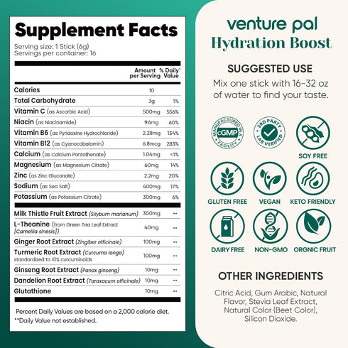 Packets Packets 7 5 16 Venture Pal Hydration + Liver Support- Liquid Daily IV Electrolyte Powder with Electrolytes