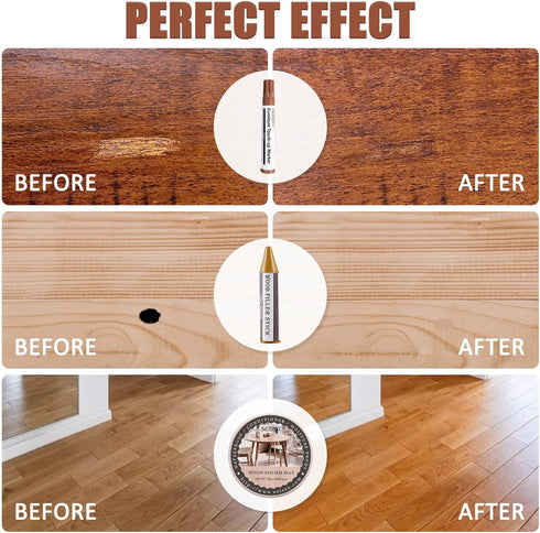 SEISSO 18 Colors Furniture Repair Kit, Touch Up Markers and Wood Filler Sticks with Polish Wax for Scratches and Stains