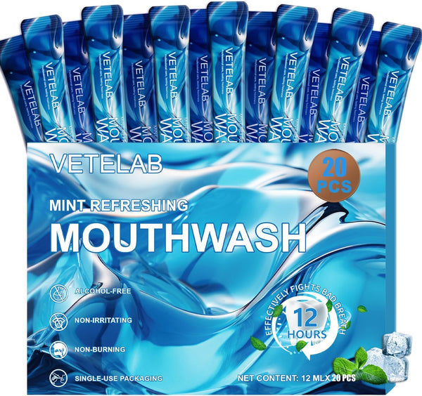 Portable Travel Size Mouthwash Packets - Mini Mint Mouthwash for Adults, Alcohol