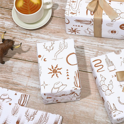 JarThenaAMCS 100 Sheets Western Cowboy Tissue Paper, Wild West Rodeo Gift Wrapping Paper for Birthday Holiday Decor