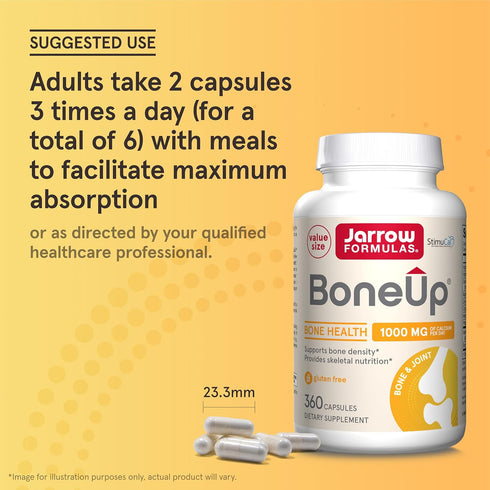 Jarrow Formulas BoneUp, 360 Capsules, For Bone Support & Skeletal Nutrition, Gluten Free, Non-GMO