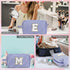 Makeup Bag for Women, Monogram Cute Initial Blue Cosmetic Toiletry Pouch, Personalized Birthday Gifts