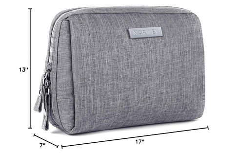 Narwey Small Makeup Bag for Purse - Mini Cosmetic Bag Travel Pouch with Compartments for Women (Small, Grey)