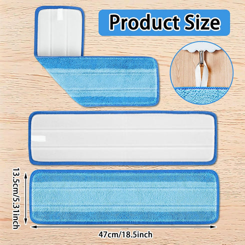 4 PCS Replacement Mop Pads, Microfiber Cleaning Mop Compatible with Bona Mop, Washable & Reusable Mop Refill Pads for Hardwood Floor,18 Inch, Blue