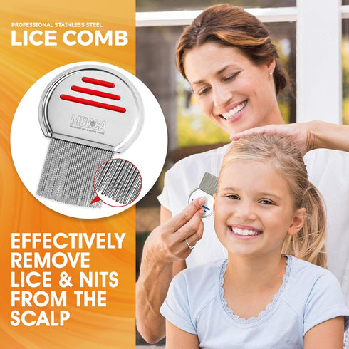 Lice Comb - Pack of 2 Stainless Steel Professional Combs for Lice Treatment, Best Results for Kids & Adults