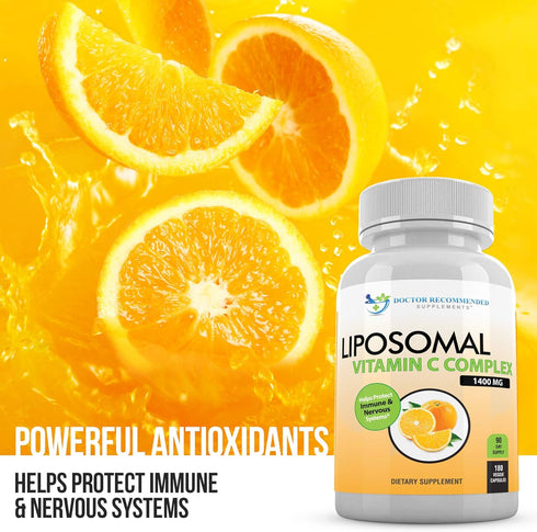 Liposomal Vitamin C 1400mg - 180 Veggie Capsules, High Absorption Immune Support Supplement with Antioxidants