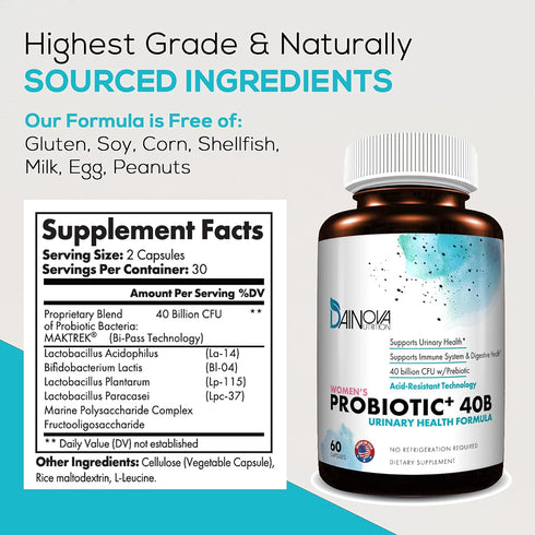 Probiotics for Women Vaginal Health, Urinary Tract Health, 40 Billion CFU Active Prebiotics and Probiotics, 60 Capsules