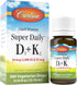 Carlson Super Daily D3 + K2, 50 mcg D3 + 45 mcg MK-7 for Heart & Bone Health, 360 Liquid Drops, 10.16 ml