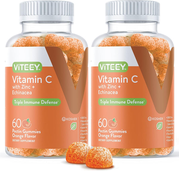 Vitamin C Gummies for Adults & Teens - Immune Support Gummies, Vegan, Gelatin Free, Gluten Free, Tasty Orange Flavored