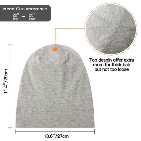 Silk Satin Lined Bonnet Sleep Cap, Adjustable Hair Wrap Cover for Curly Hair Protection for Women and Men - Light Grey