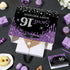 Yoirrat 16 16th Sweet Gift Bag with Wrapping Tissue Paper & Card Large Purple Black Glitter Happy Birthday Gift Bags