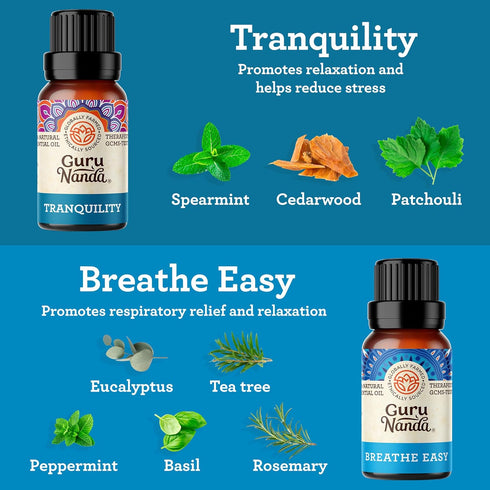 Set Set 6 Set 6 GuruNanda Essential Oils for Diffusers - of Single Essential Oils and of Essential Oil Blends