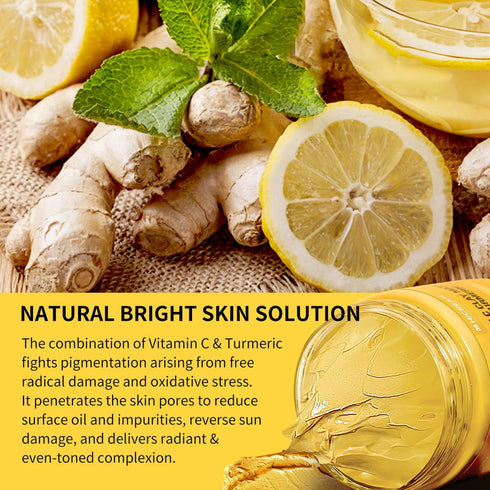 Turmeric Vitamin C Clay Mask, Deep Cleansing Facial Mask with Kaolin Clay and Aloe for Hydrating Skin Care