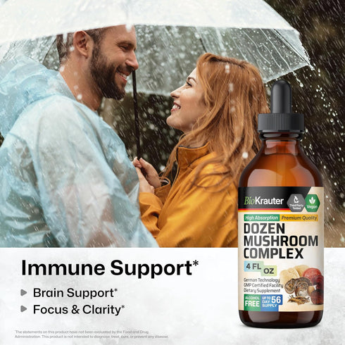 MAUWE HERBS Dozen Mushroom Tincture - Comprehensive Immune Support Supplement Drops - Promotes Heart Health, Digestive & Cognitive Function - Non-GMO, Liquid Immunity Defense Formula - 4fl. oz Bottle