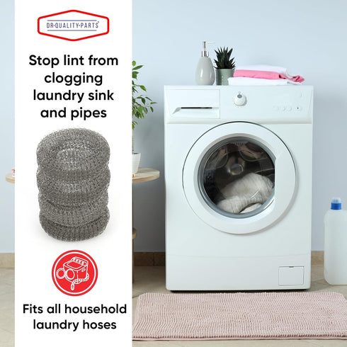 12 Pieces Lint Traps Washing Machine Quality Snares for Laundry and Rust Proof Stainless Steel Mesh with Ties Hose Filter Screen Sock Catcher by DR Quality Parts