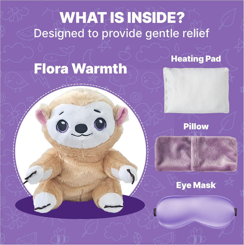 UNITASH Microwavable Heating Pad for Period Cramps + Eye mask Heating padMachine Washable Cover-Cute Stuffed Animal