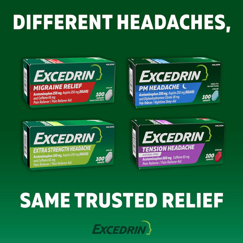 Excedrin PM Sleep Aid Caplets, Nighttime Headaches Relief, 100 Count