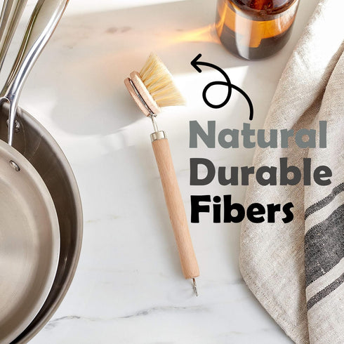 Fox Run 74906 Natural Dish Brush, Tampico Fiber Bristles, Brown, 9"