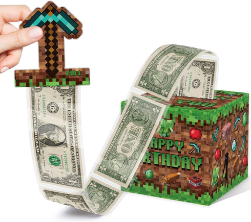 Surprise Money Box Gift Pull for Game Lover- Pixel Game Happy Birthday