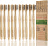 10 Count Bamboo Toothbrushes (Soft + Medium) - Charcoal Natural Wood Toothbrushes, Reusable