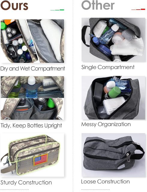 TACTICISM Toiletry Bag for Men, Dry Wet Separate Travel Bag, Tactical Molle Dopp Kit, Water-Resistant