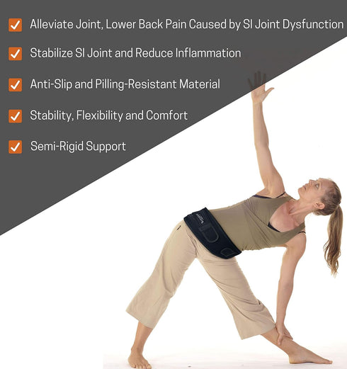 Vriksasana Posture Sacroiliac Hip Belt for Women and Men That Alleviates Sciatic, Pelvic, Lower Back, Leg and Sacral
