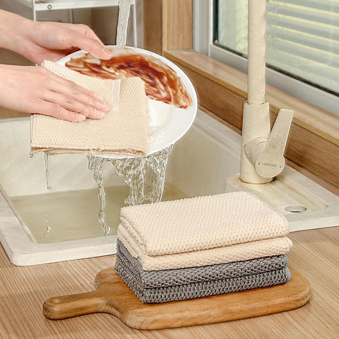 Microfiber Cleaning Cloths, Super Absorbent Kitchen Rags for Drying Dishes, Home, Car, Glass - 6 Pack, 12x16 inch