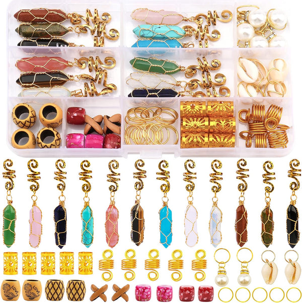 Messen Dreadlocks Jewelry Crystal Wire Wrapped Hair Accessories Imitation Wood Beads