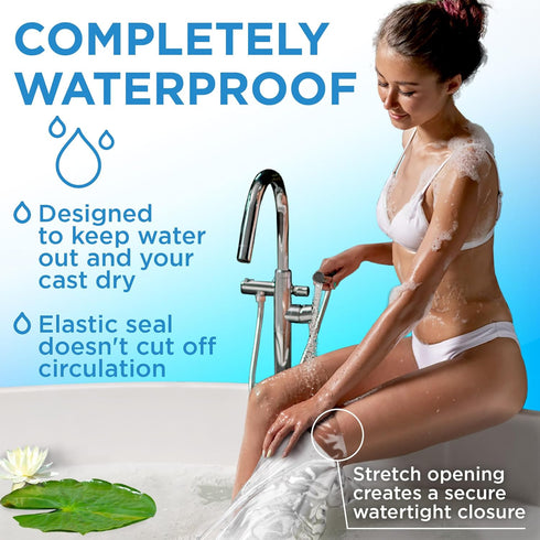 100% Waterproof Cast Covers for Shower Leg - Reusable Adult 2pk Half Leg Cast Protectors - Knee, Ankle, Foot