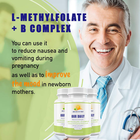 Our Daily Vites L-Methylfolate B Complex with Essential Amino Acids (7.5mg) - 60 Count, Active Folate & Methylated B12