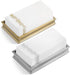 AH AMERICAN HOMESTEAD Disposable Paper Hand Towels for Bathroom Decorative - White Linen-Like Paper Napkins - Ideal For Guest Bathroom Dinner Party Or Wedding (Gold Vintage,100)