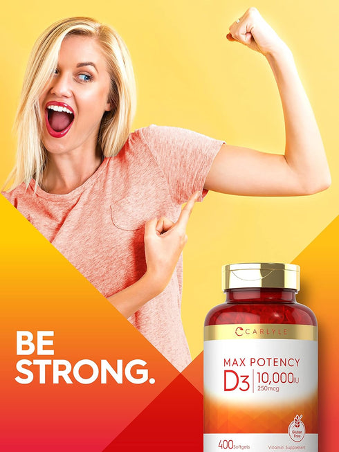 Carlyle Vitamin D 10000 IU, 400 Softgels, Value Size, Max Potency, Non-GMO & Gluten Free Supplement