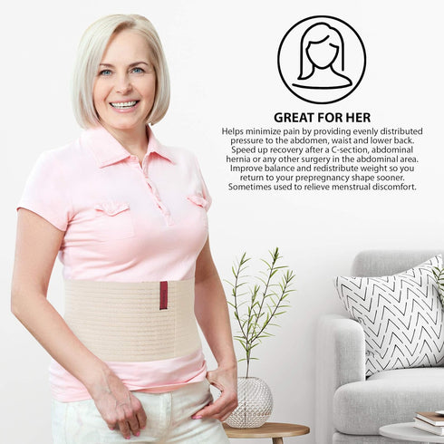 ORTONYX 6.25" Abdominal Binder for Men and Women, Postpartum Post-operative Support Belt, 524006 Beige 3XL
